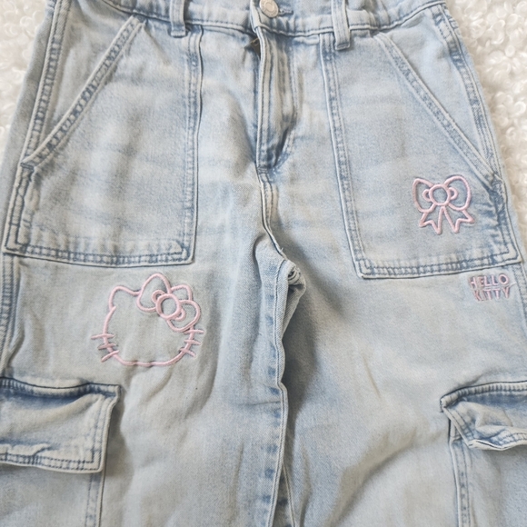 Sanrio Hello Kitty H&M Teen Girl US 12 Loose Fit Wide Leg Cargo Jeans Denim - Picture 6 of 16